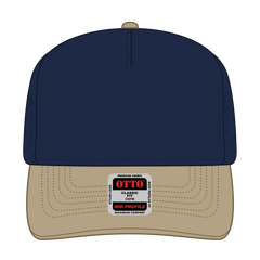 OTTO 31-069 5 Panel Mid Profile Baseball Cap - Kha/Nvy - Kha/Nvy / 6 1/2’’ - 7 5/8’’