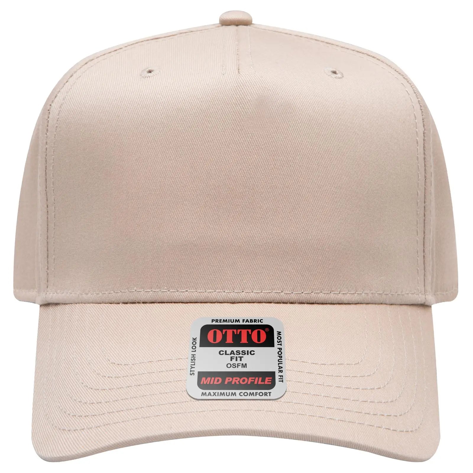 OTTO 31-069 5 Panel Mid Profile Baseball Cap - Khaki - Khaki / 6 1/2’’ - 7 5/8’’