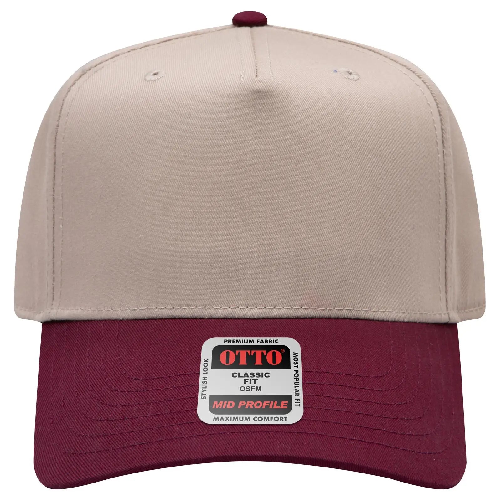 OTTO 31-069 5 Panel Mid Profile Baseball Cap - Marn/Kha - Marn/Kha / 6 1/2’’ - 7 5/8’’