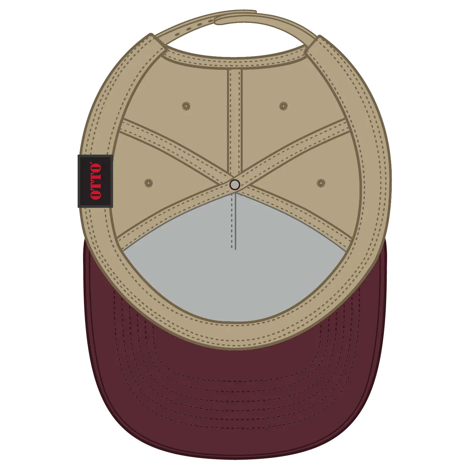 OTTO 31-069 5 Panel Mid Profile Baseball Cap - Marn/Kha - Marn/Kha / 6 1/2’’ - 7 5/8’’