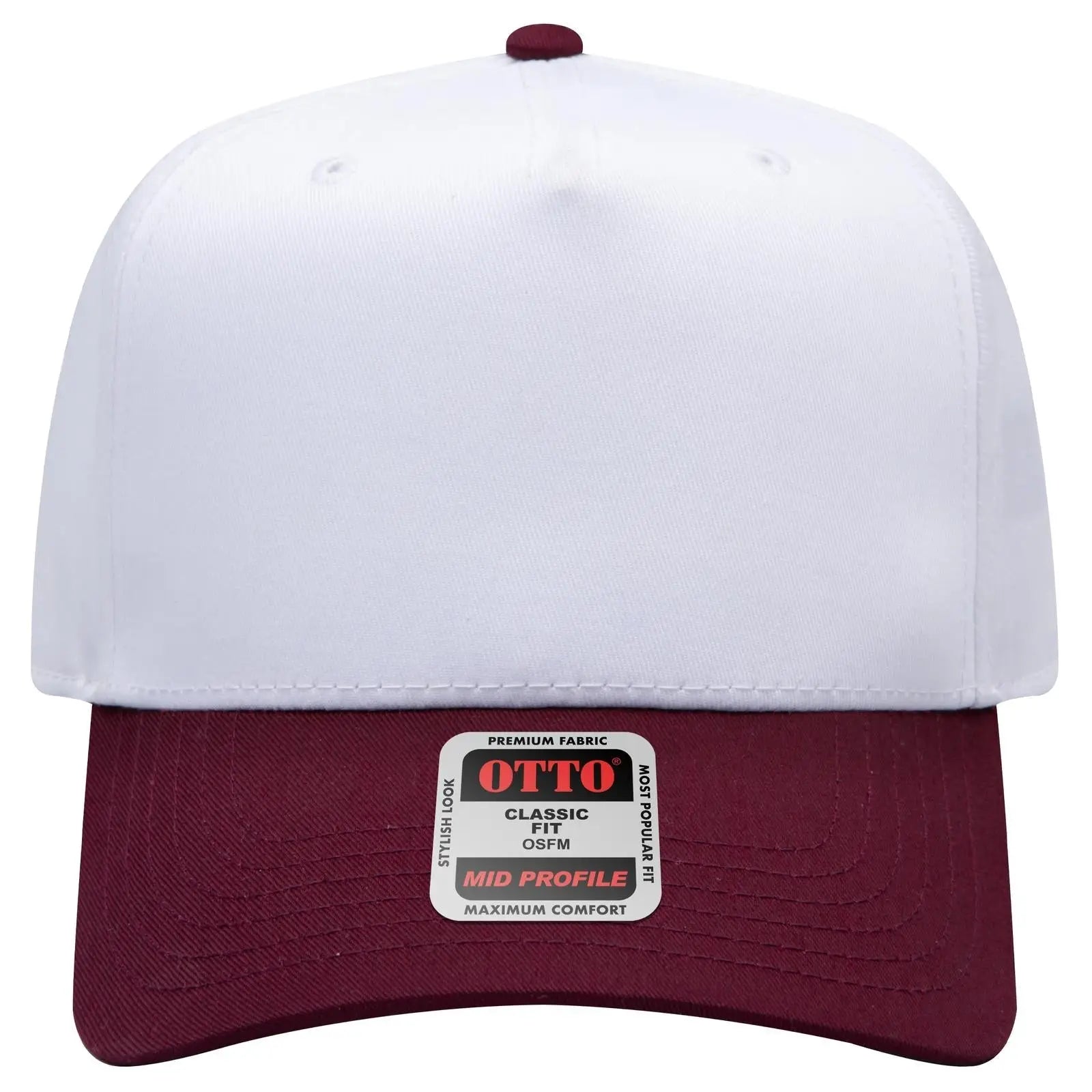 OTTO 31-069 5 Panel Mid Profile Baseball Cap - Marn/Wht - Marn/Wht / 6 1/2’’ - 7 5/8’’