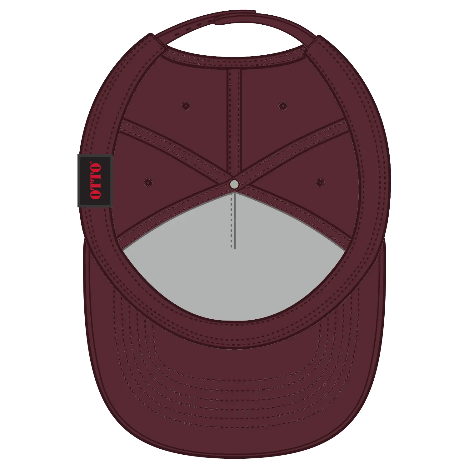 OTTO 31-069 5 Panel Mid Profile Baseball Cap - Maroon - Maroon / 6 1/2’’ - 7 5/8’’