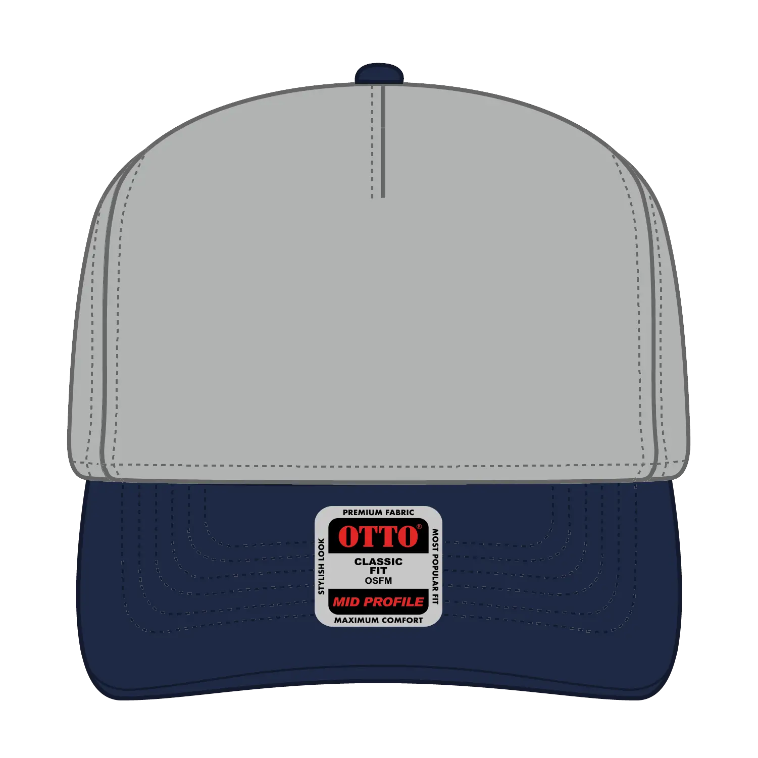 OTTO 31-069 5 Panel Mid Profile Baseball Cap - Nvy/Gry - Nvy/Gry / 6 1/2’’ - 7 5/8’’