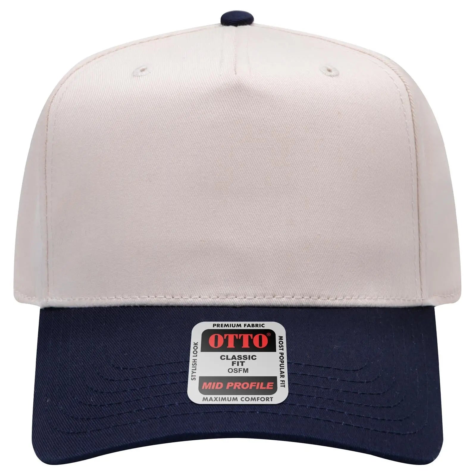 OTTO 31-069 5 Panel Mid Profile Baseball Cap - Nvy/Natrl - Nvy/Natrl / 6 1/2’’ - 7 5/8’’