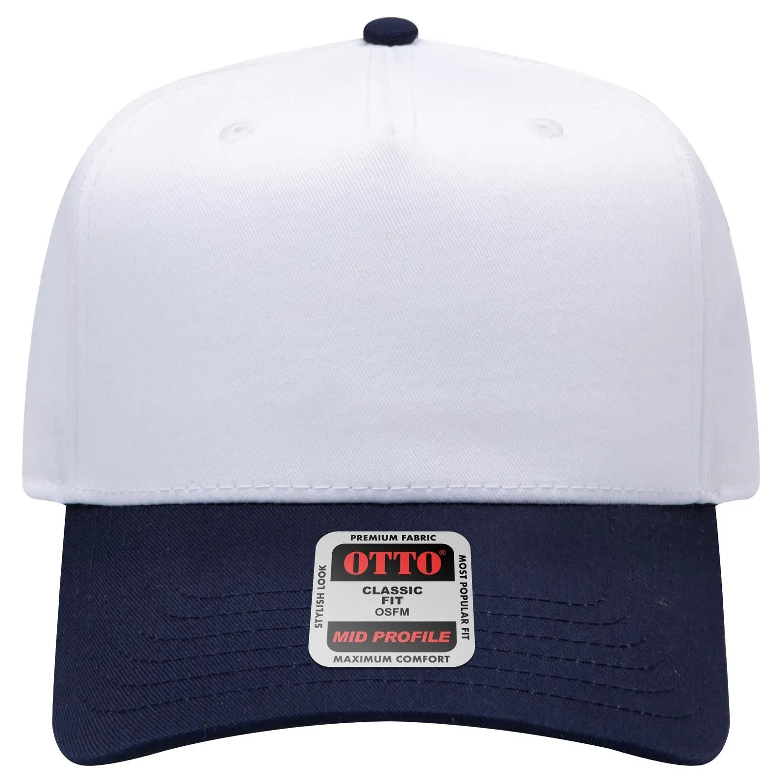 OTTO 31-069 5 Panel Mid Profile Baseball Cap - Nvy/Wht - Nvy/Wht / 6 1/2’’ - 7 5/8’’