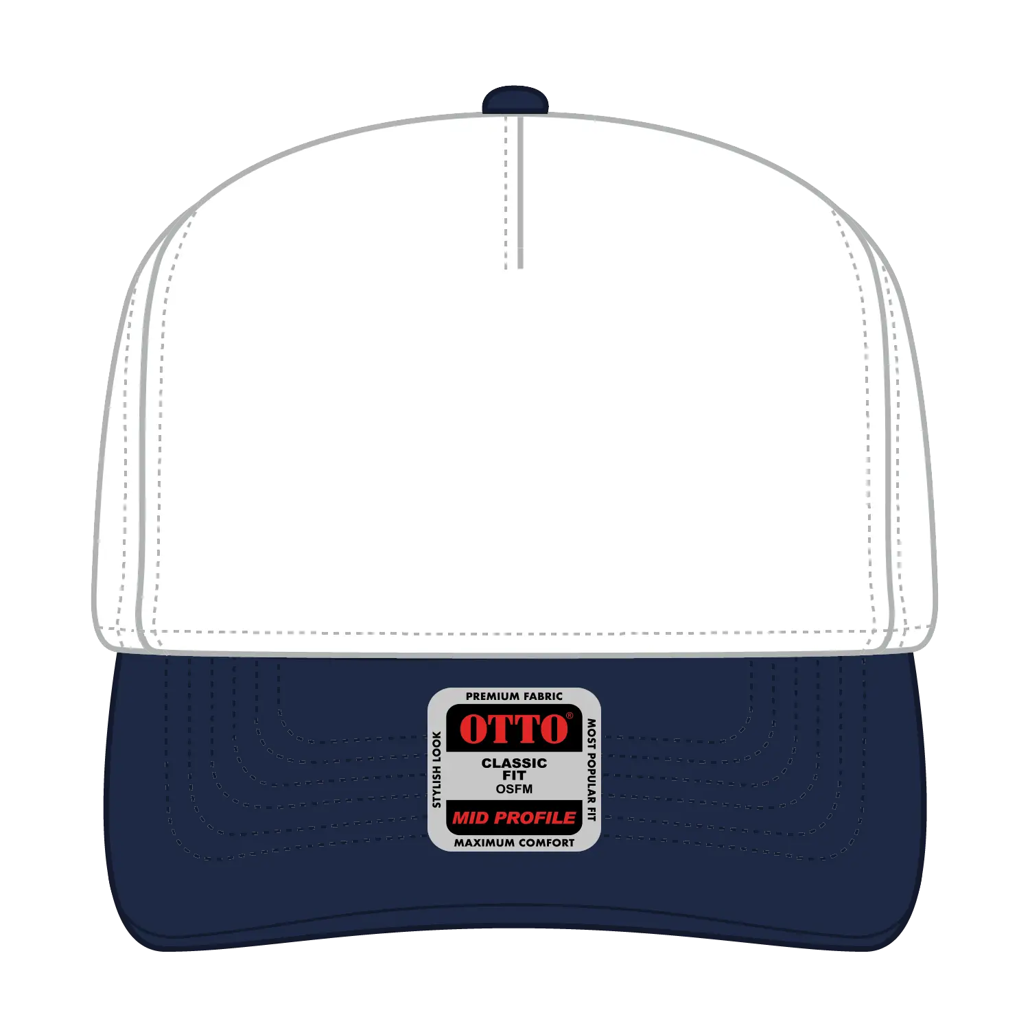 OTTO 31-069 5 Panel Mid Profile Baseball Cap - Nvy/Wht - Nvy/Wht / 6 1/2’’ - 7 5/8’’