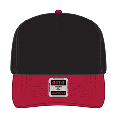OTTO 31-069 5 Panel Mid Profile Baseball Cap - Red/Blk - Red/Blk / 6 1/2’’ - 7 5/8’’