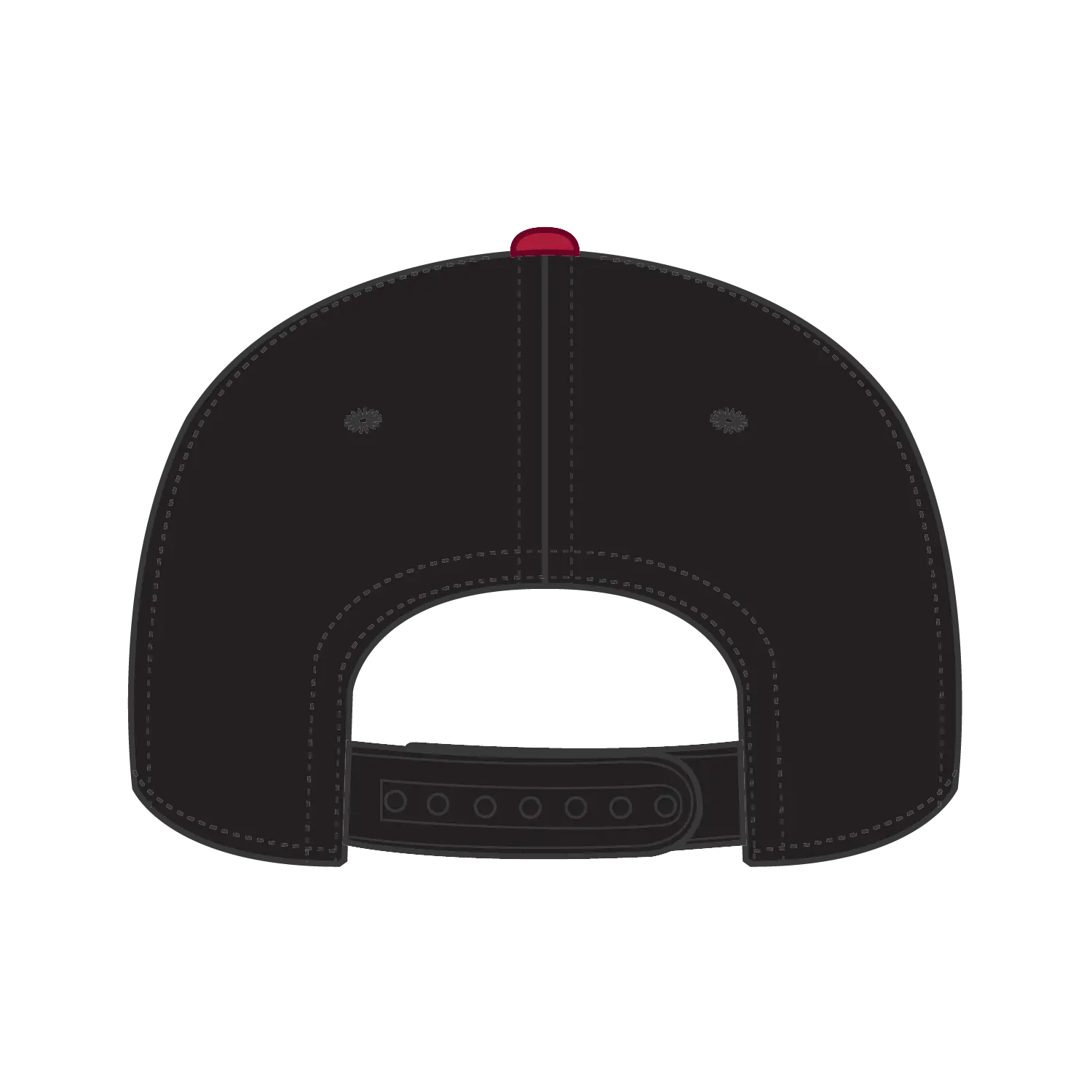 OTTO 31-069 5 Panel Mid Profile Baseball Cap - Red/Blk - Red/Blk / 6 1/2’’ - 7 5/8’’