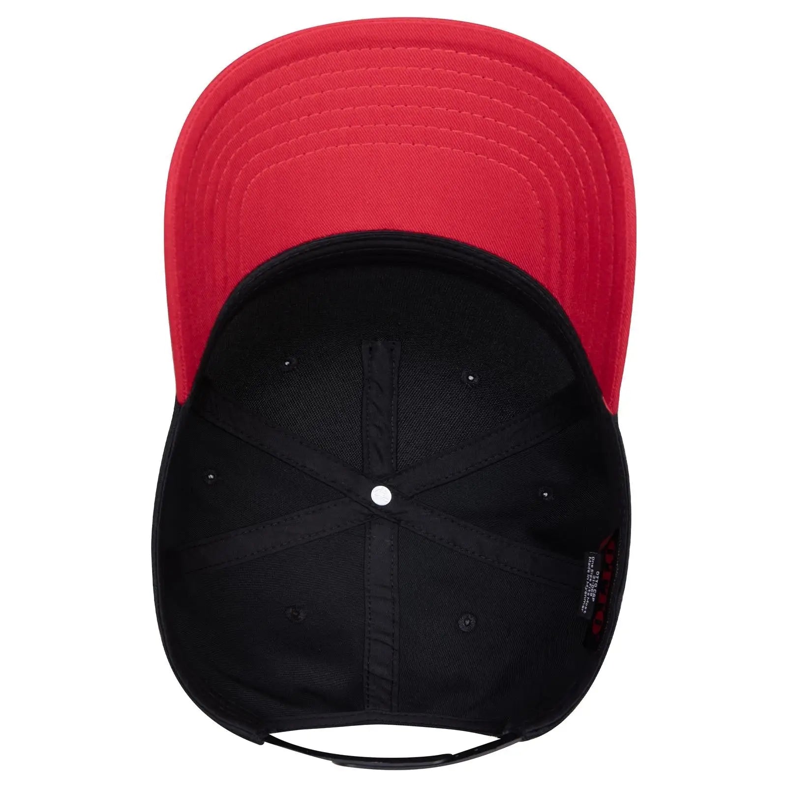 OTTO 31-069 5 Panel Mid Profile Baseball Cap - Red/Blk - Red/Blk / 6 1/2’’ - 7 5/8’’