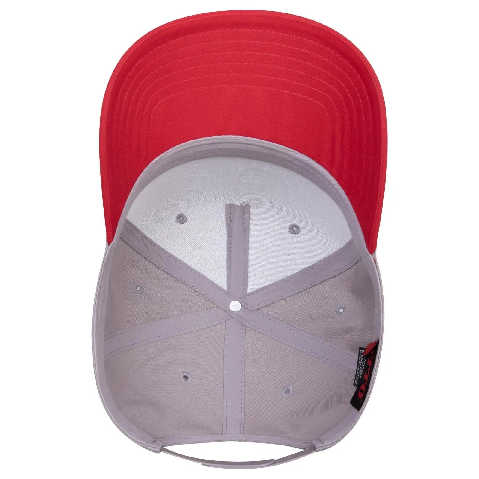 OTTO 31-069 5 Panel Mid Profile Baseball Cap - Red/Gry - Red/Gry / 6 1/2’’ - 7 5/8’’