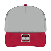 OTTO 31-069 5 Panel Mid Profile Baseball Cap - Red/Gry - Red/Gry / 6 1/2’’ - 7 5/8’’