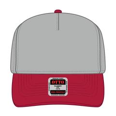 OTTO 31-069 5 Panel Mid Profile Baseball Cap - Red/Gry - Red/Gry / 6 1/2’’ - 7 5/8’’