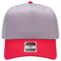 OTTO 31-069 5 Panel Mid Profile Baseball Cap - Red/Gry - Red/Gry / 6 1/2’’ - 7 5/8’’