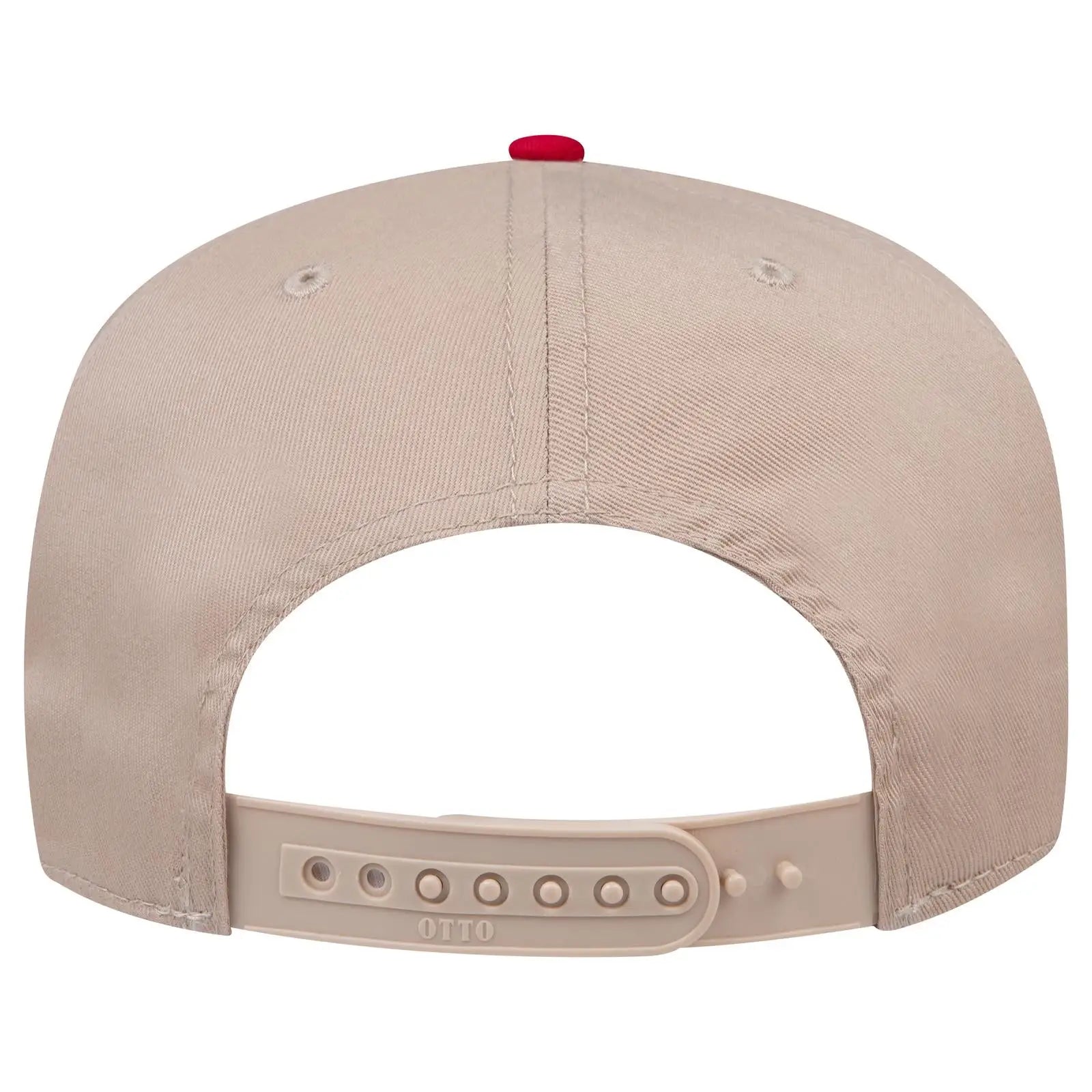 OTTO 31-069 5 Panel Mid Profile Baseball Cap - Red/Kha - Red/Kha / 6 1/2’’ - 7 5/8’’