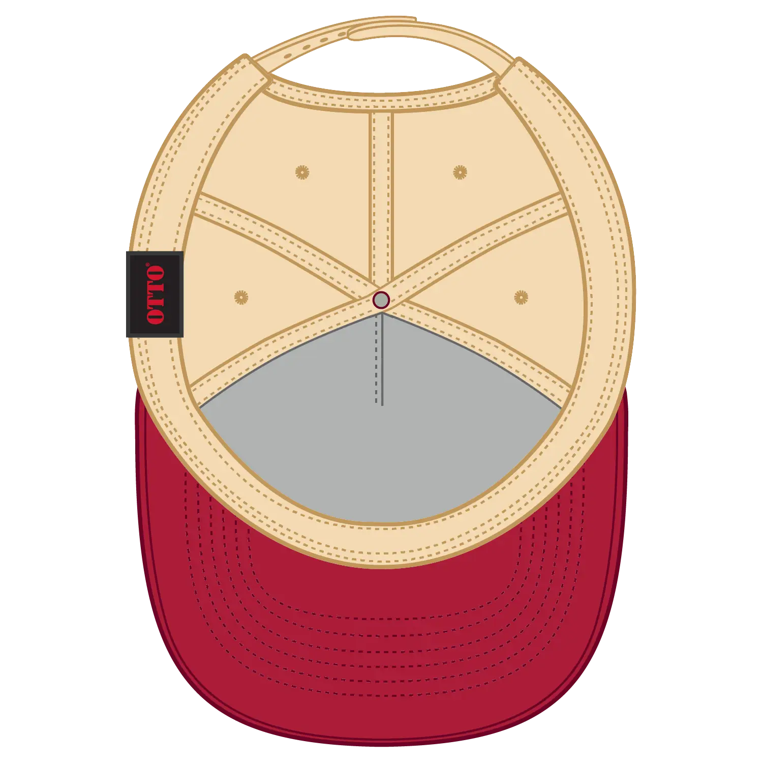 OTTO 31-069 5 Panel Mid Profile Baseball Cap - Red/Natl - Red/Natl / 6 1/2’’ - 7 5/8’’