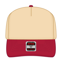 OTTO 31-069 5 Panel Mid Profile Baseball Cap - Red/Natl - Red/Natl / 6 1/2’’ - 7 5/8’’