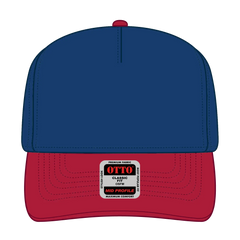 OTTO 31-069 5 Panel Mid Profile Baseball Cap - Red/Ryl - Red/Ryl / 6 1/2’’ - 7 5/8’’
