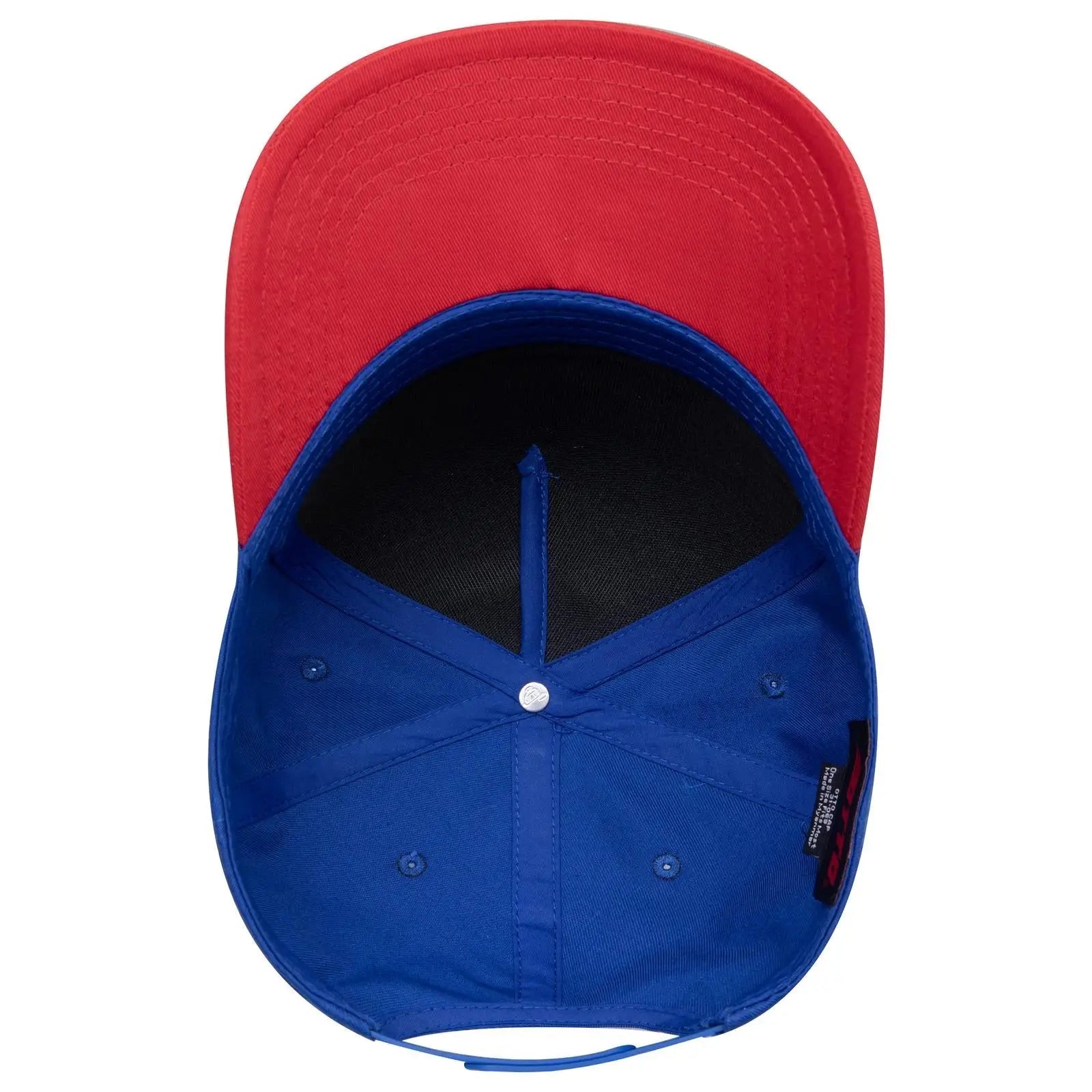 OTTO 31-069 5 Panel Mid Profile Baseball Cap - Red/Ryl - Red/Ryl / 6 1/2’’ - 7 5/8’’