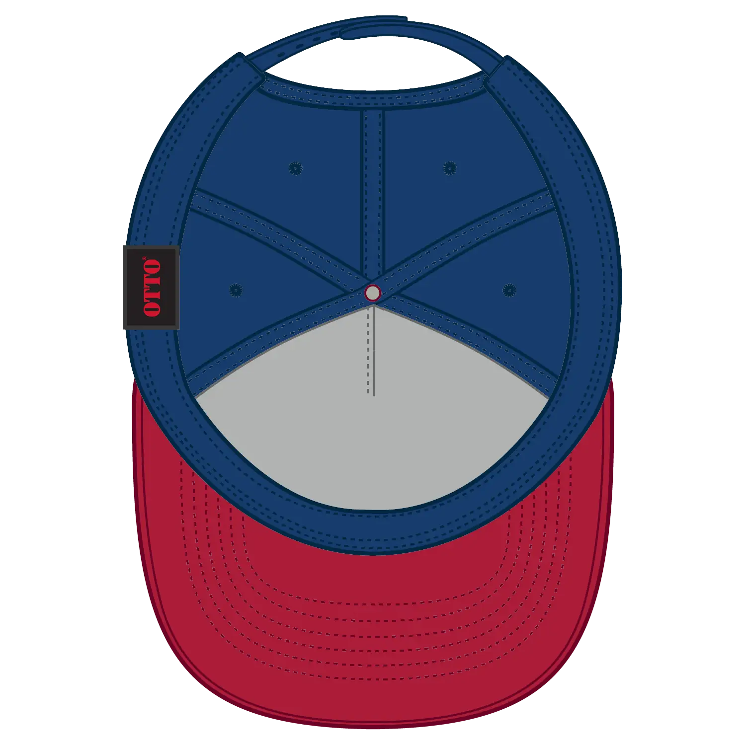 OTTO 31-069 5 Panel Mid Profile Baseball Cap - Red/Ryl - Red/Ryl / 6 1/2’’ - 7 5/8’’