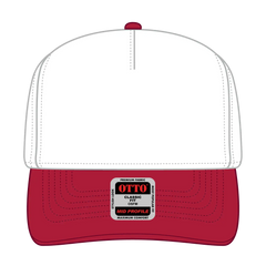 OTTO 31-069 5 Panel Mid Profile Baseball Cap - Red/Wht - Red/Wht / 6 1/2’’ - 7 5/8’’