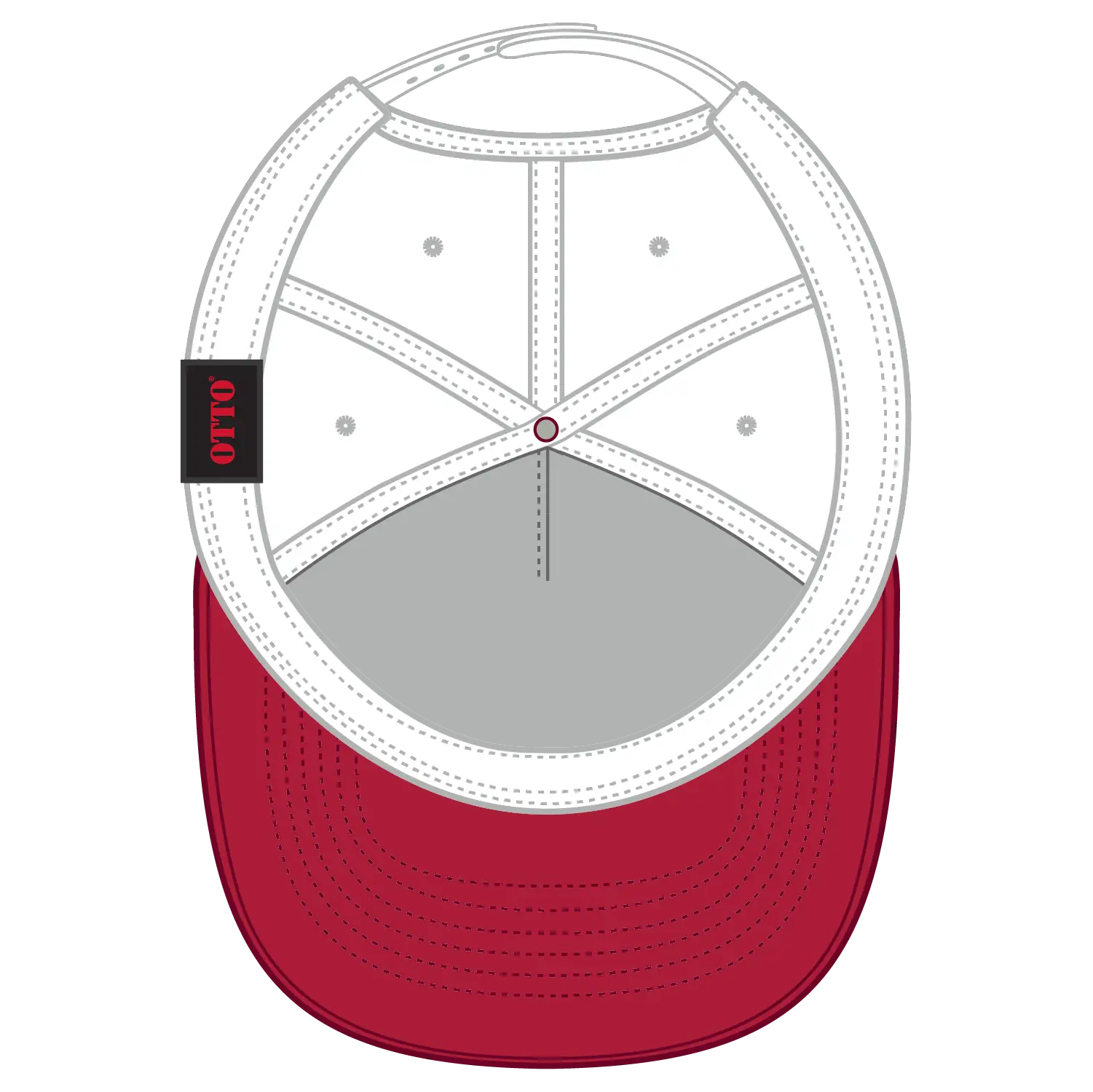 OTTO 31-069 5 Panel Mid Profile Baseball Cap - Red/Wht - Red/Wht / 6 1/2’’ - 7 5/8’’