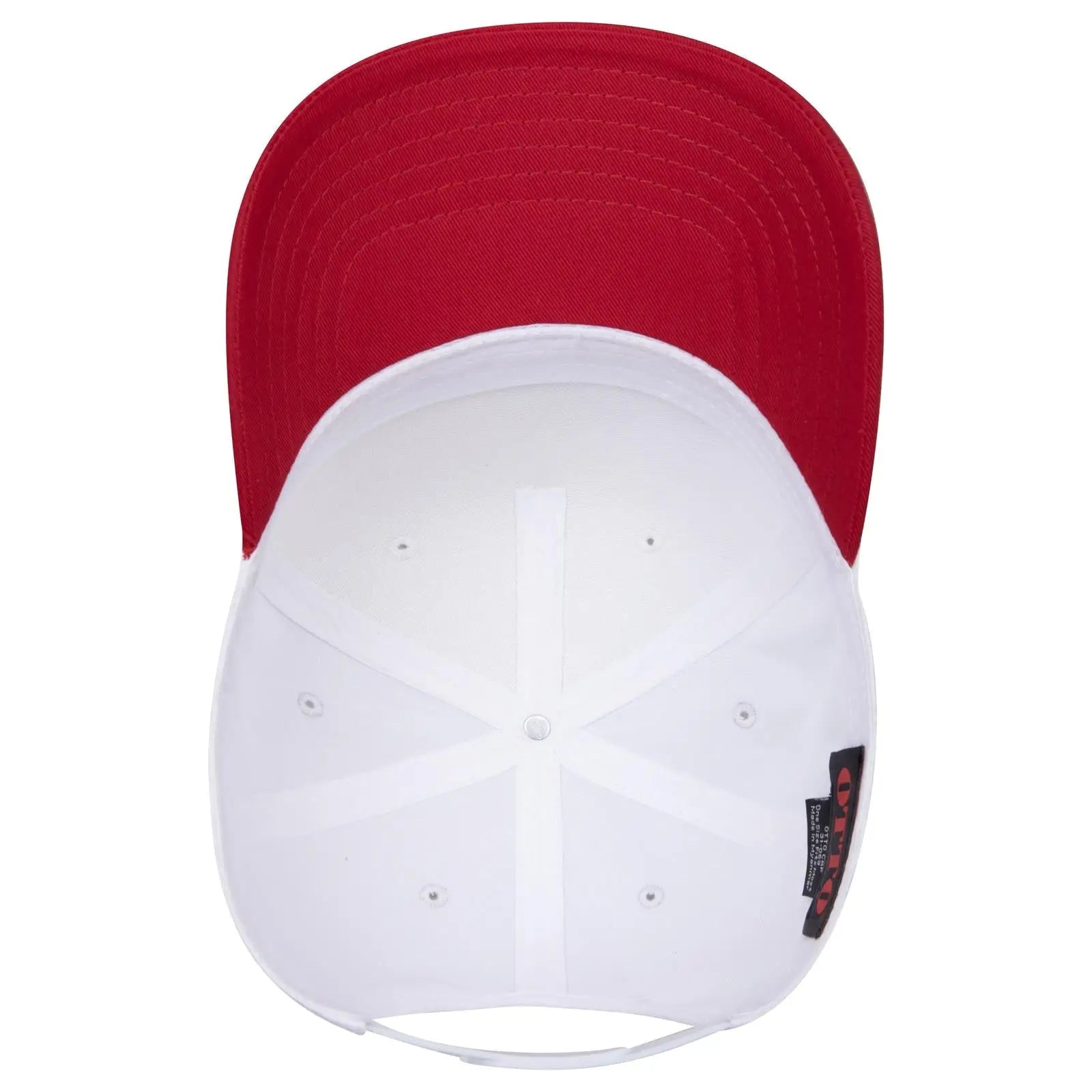 OTTO 31-069 5 Panel Mid Profile Baseball Cap - Red/Wht - Red/Wht / 6 1/2’’ - 7 5/8’’