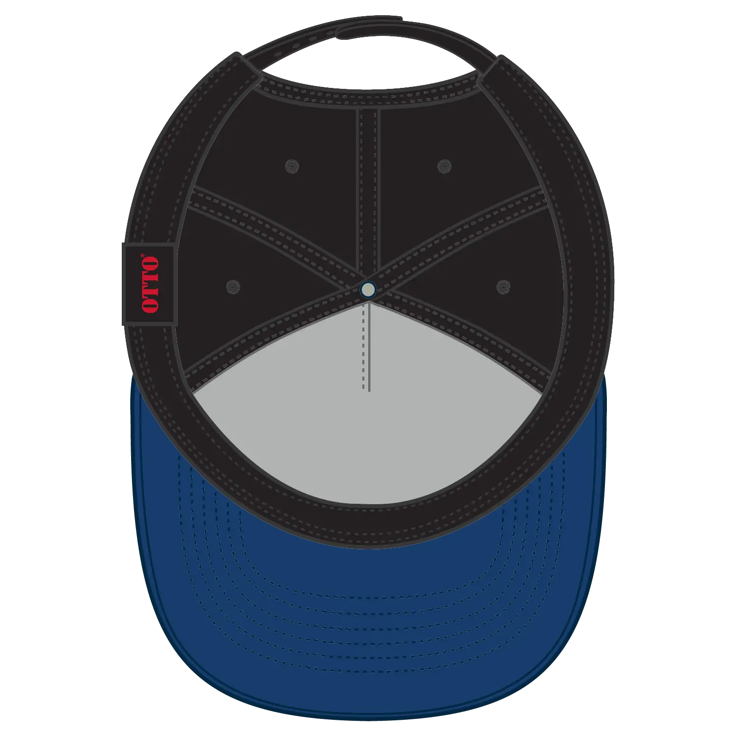 OTTO 31-069 5 Panel Mid Profile Baseball Cap - Royal/Black - Royal/Black / 6 1/2’’ - 7 5/8’’