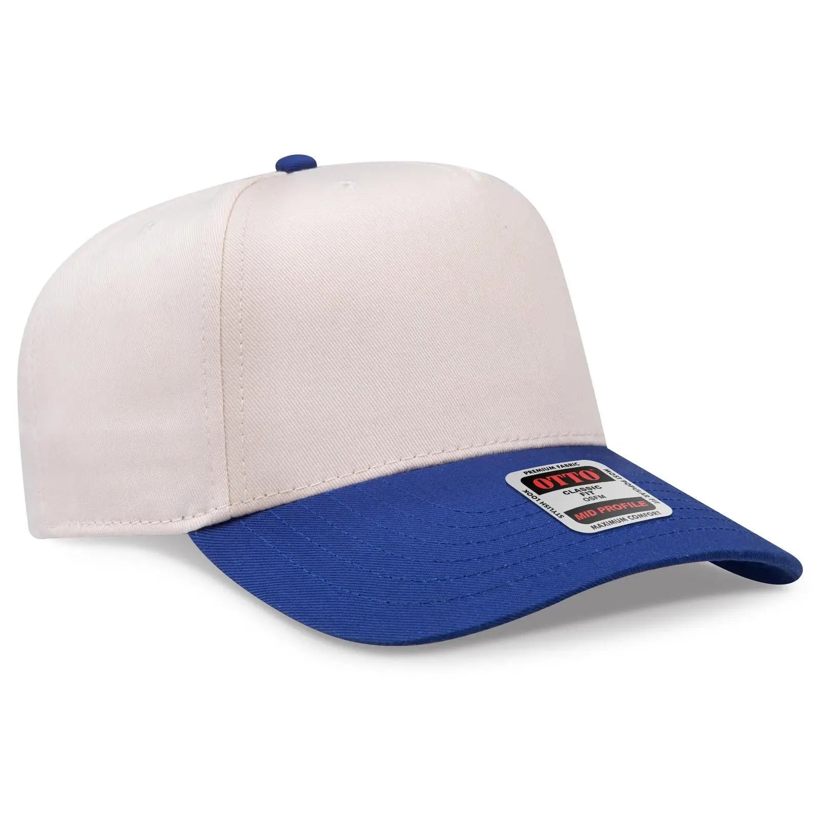 OTTO 31-069 5 Panel Mid Profile Baseball Cap - Ryl/Natl - Ryl/Natl / 6 1/2’’ - 7 5/8’’