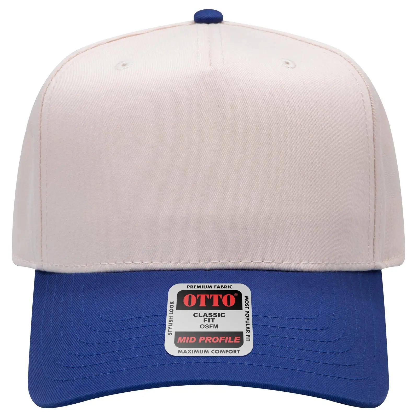 OTTO 31-069 5 Panel Mid Profile Baseball Cap - Ryl/Natl - Ryl/Natl / 6 1/2’’ - 7 5/8’’