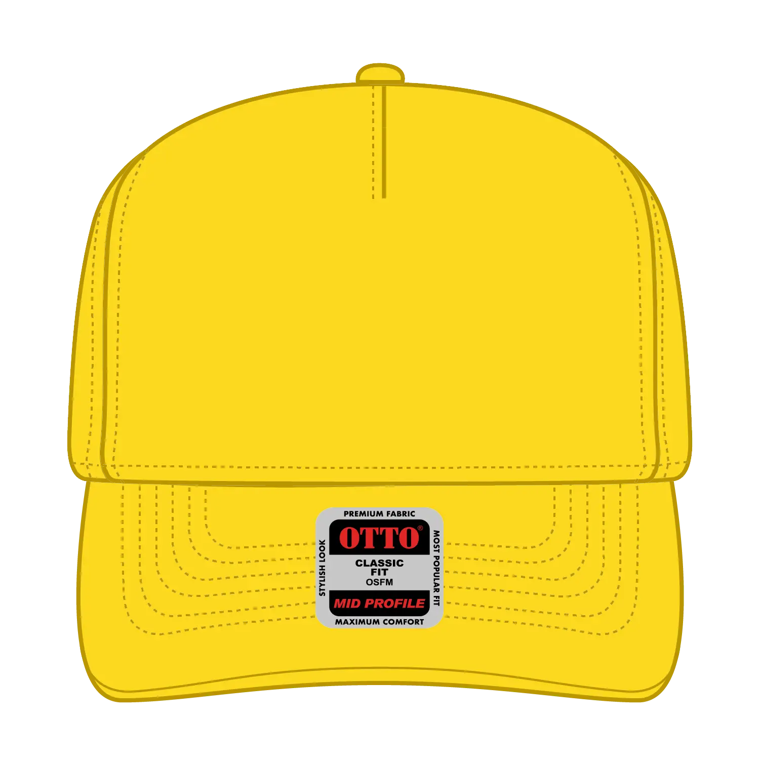 OTTO 31-069 5 Panel Mid Profile Baseball Cap - Yellow - Yellow / 6 1/2’’ - 7 5/8’’