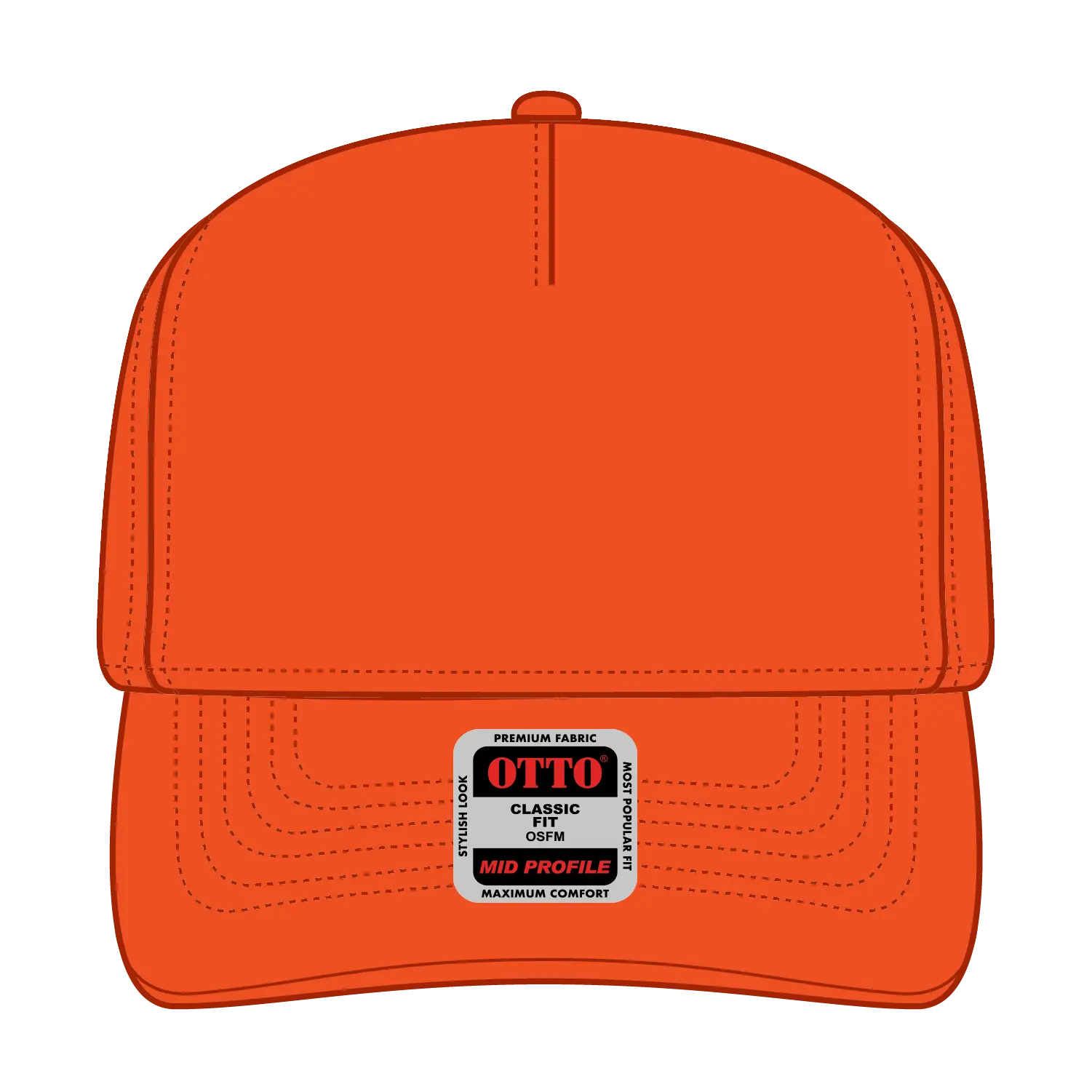 OTTO 31-069 Neon 5 Panel Mid Profile Baseball Cap - N. Orange - N. Orange / 6 1/2’’ - 7 5/8’’