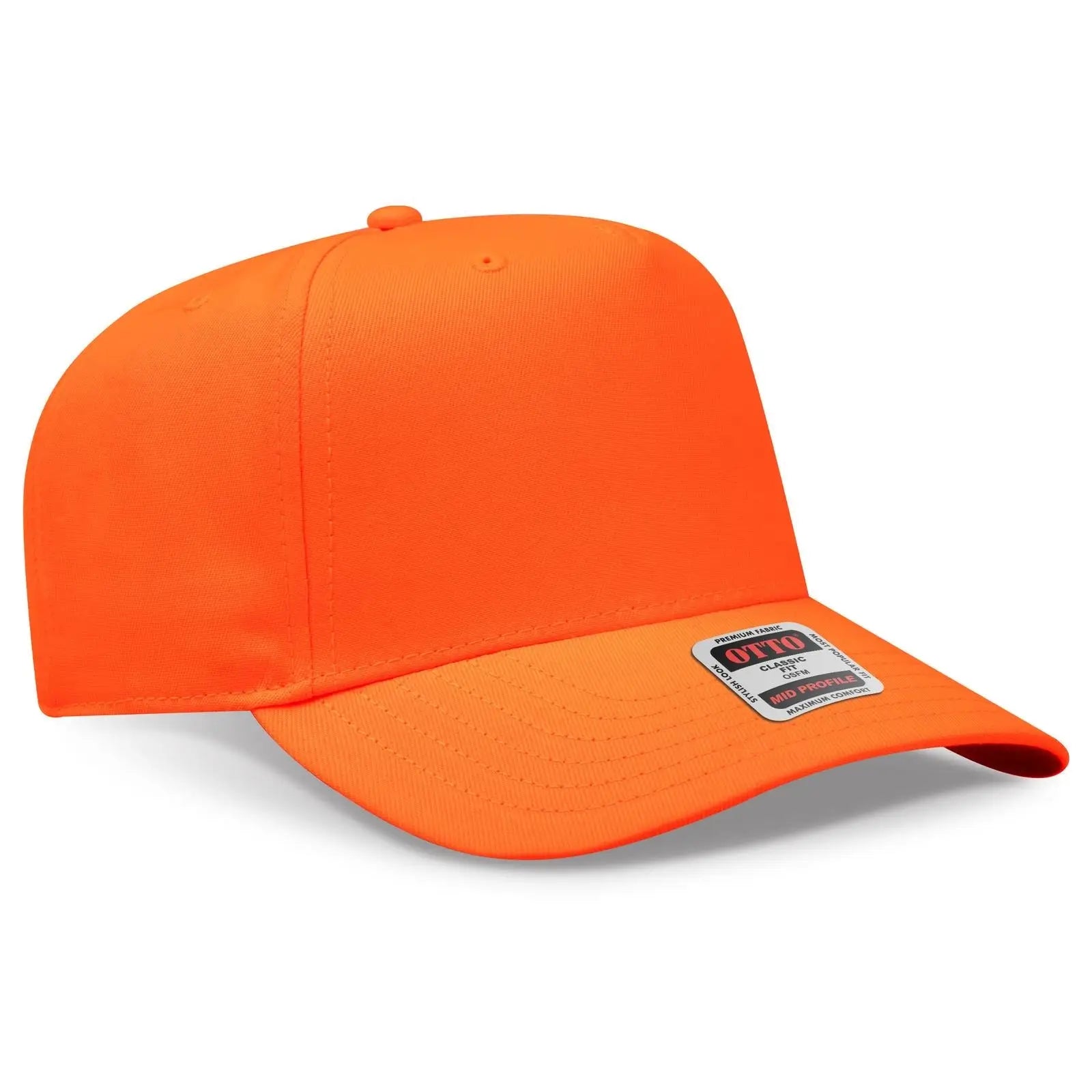 OTTO 31-069 Neon 5 Panel Mid Profile Baseball Cap - N. Orange - N. Orange / 6 1/2’’ - 7 5/8’’