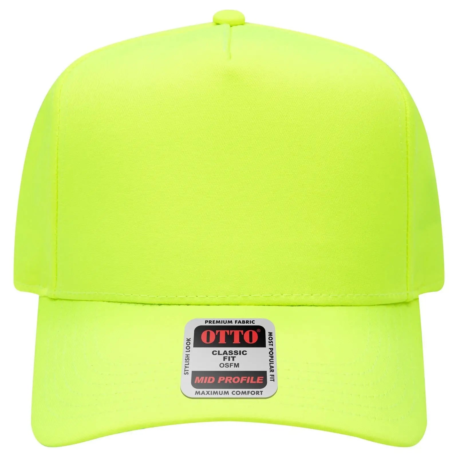 OTTO 31-069 Neon 5 Panel Mid Profile Baseball Cap - N. Yellow - N. Yellow / 6 1/2’’ - 7 5/8’’