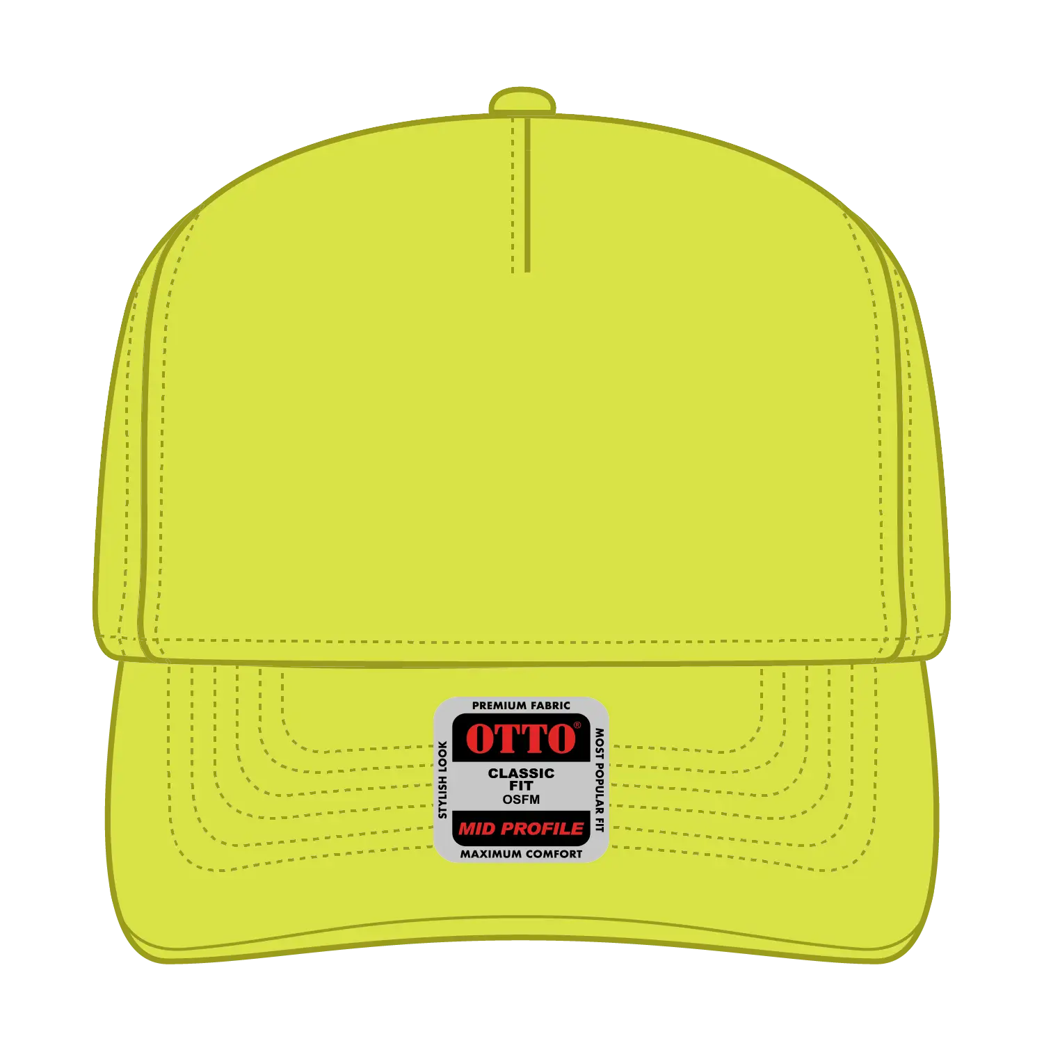 OTTO 31-069 Neon 5 Panel Mid Profile Baseball Cap - N. Yellow - N. Yellow / 6 1/2’’ - 7 5/8’’