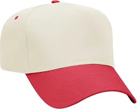 OTTO 31-069 Twill 5 Panel Pro Style Cap - Red Natural - Red Ivory / One Size Fits Most