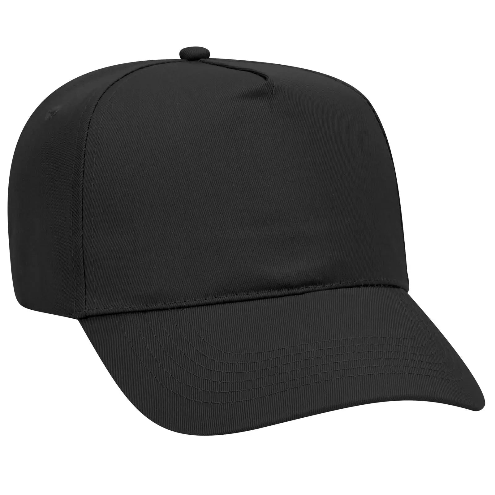 OTTO 31-1060 5 Panel Mid Profile Baseball Cap - Black - Black / 6 1/2’’ - 7 5/8’’