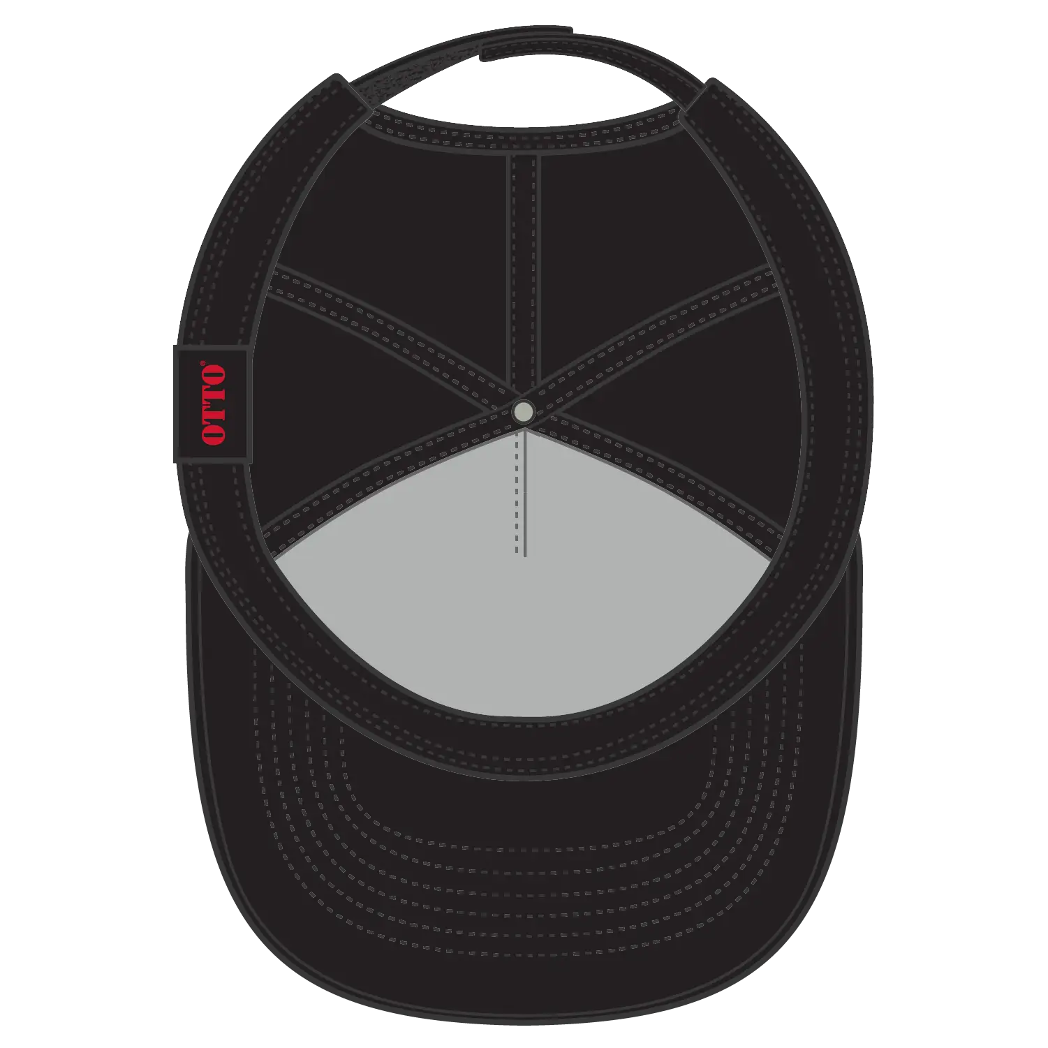 OTTO 31-1060 5 Panel Mid Profile Baseball Cap - Black - Black / 6 1/2’’ - 7 5/8’’