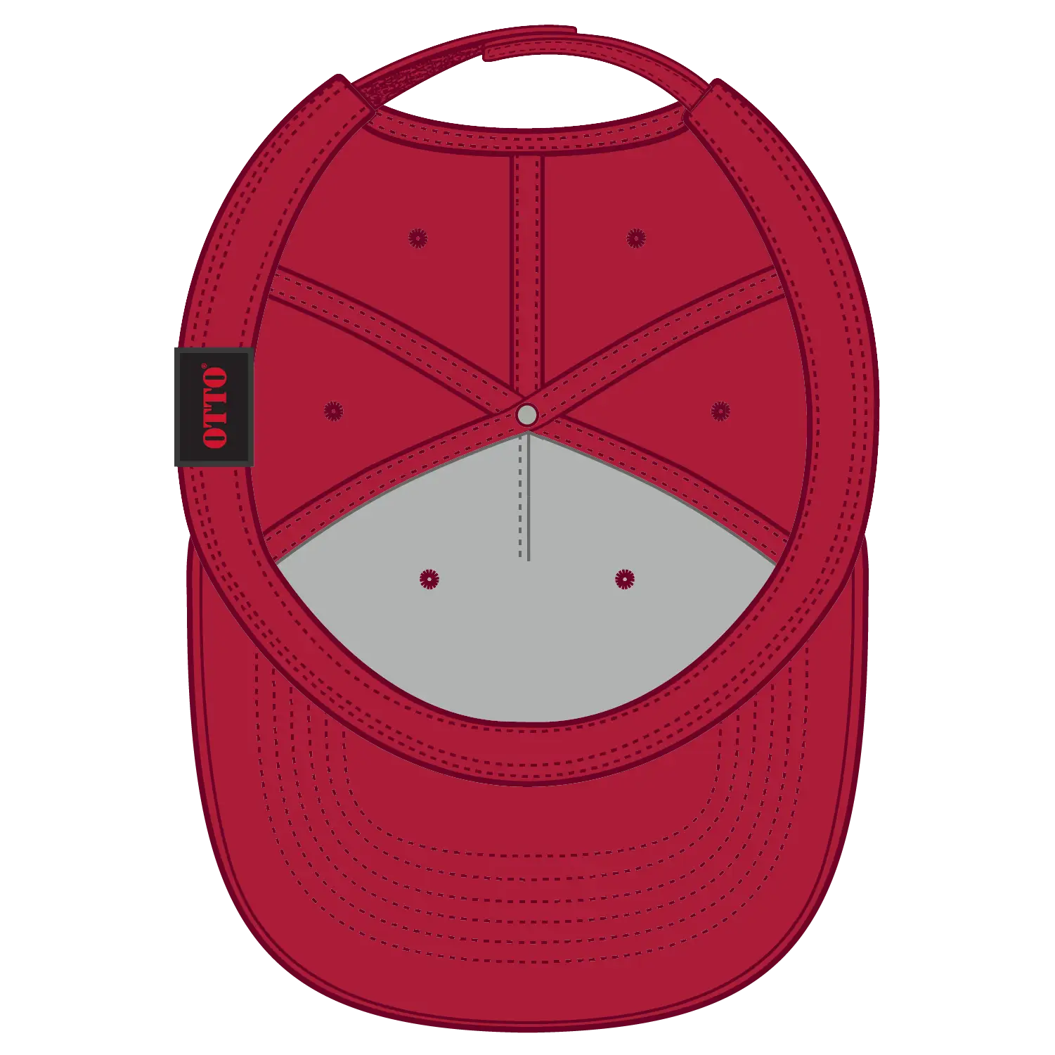 OTTO 31-1060 5 Panel Mid Profile Baseball Cap - Red - Red / 6 1/2’’ - 7 5/8’’