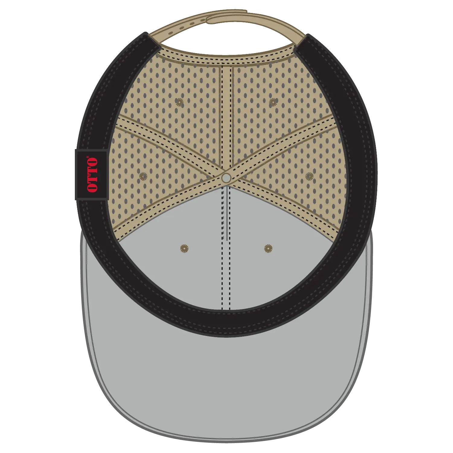 OTTO 31-4 5 Panel Mid Profile Baseball Cap - Khaki - Khaki / 7 3/8’’ - 7 5/8’’