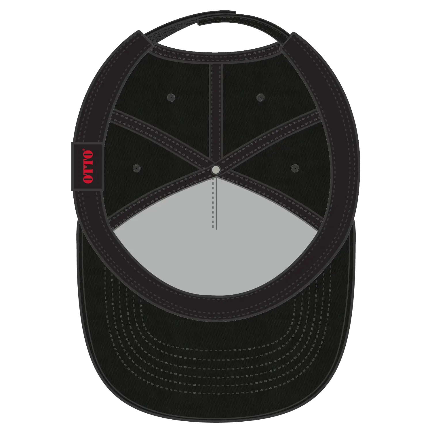 OTTO 31-538 5 Panel Mid Profile Baseball Cap - Black - Black / 6 1/2’’ - 7 5/8’’