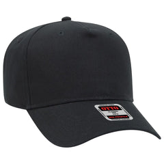 OTTO 31-538 5 Panel Mid Profile Baseball Cap - Black - Black / 6 1/2’’ - 7 5/8’’