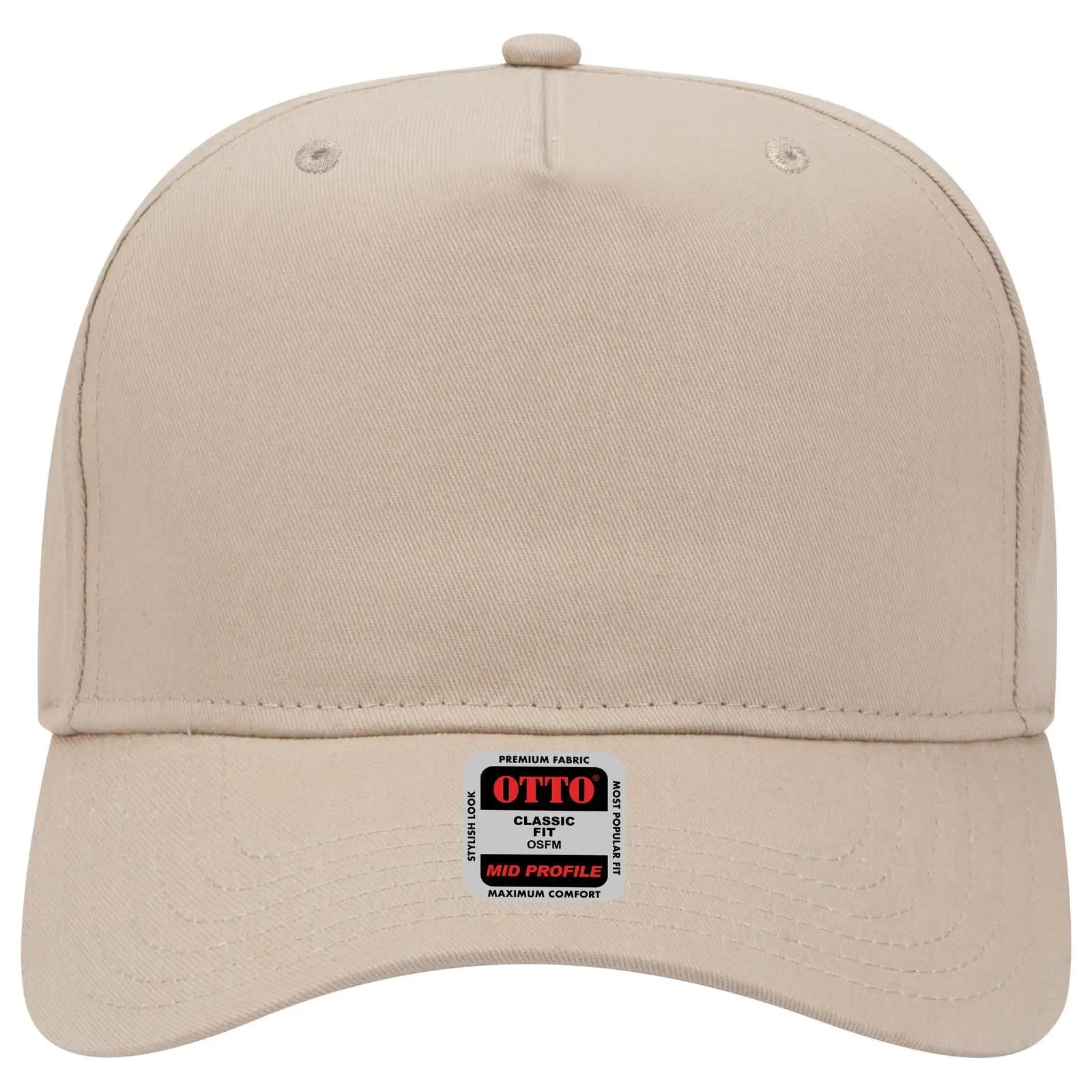 OTTO 31-538 5 Panel Mid Profile Baseball Cap - Khaki - Khaki / 6 1/2’’ - 7 5/8’’