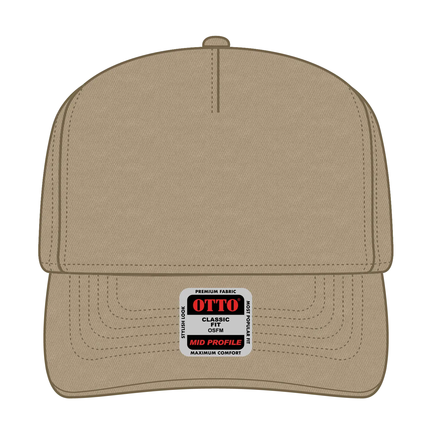 OTTO 31-538 5 Panel Mid Profile Baseball Cap - Khaki - Khaki / 6 1/2’’ - 7 5/8’’