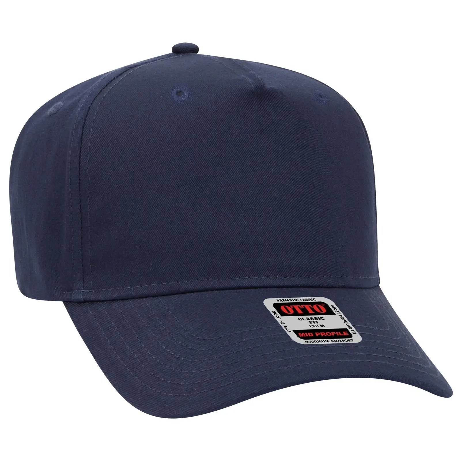 OTTO 31-538 5 Panel Mid Profile Baseball Cap - Navy - Navy / 6 1/2’’ - 7 5/8’’