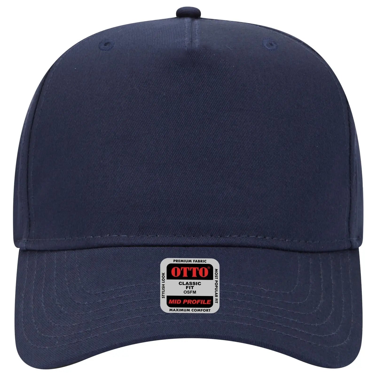 OTTO 31-538 5 Panel Mid Profile Baseball Cap - Navy - Navy / 6 1/2’’ - 7 5/8’’