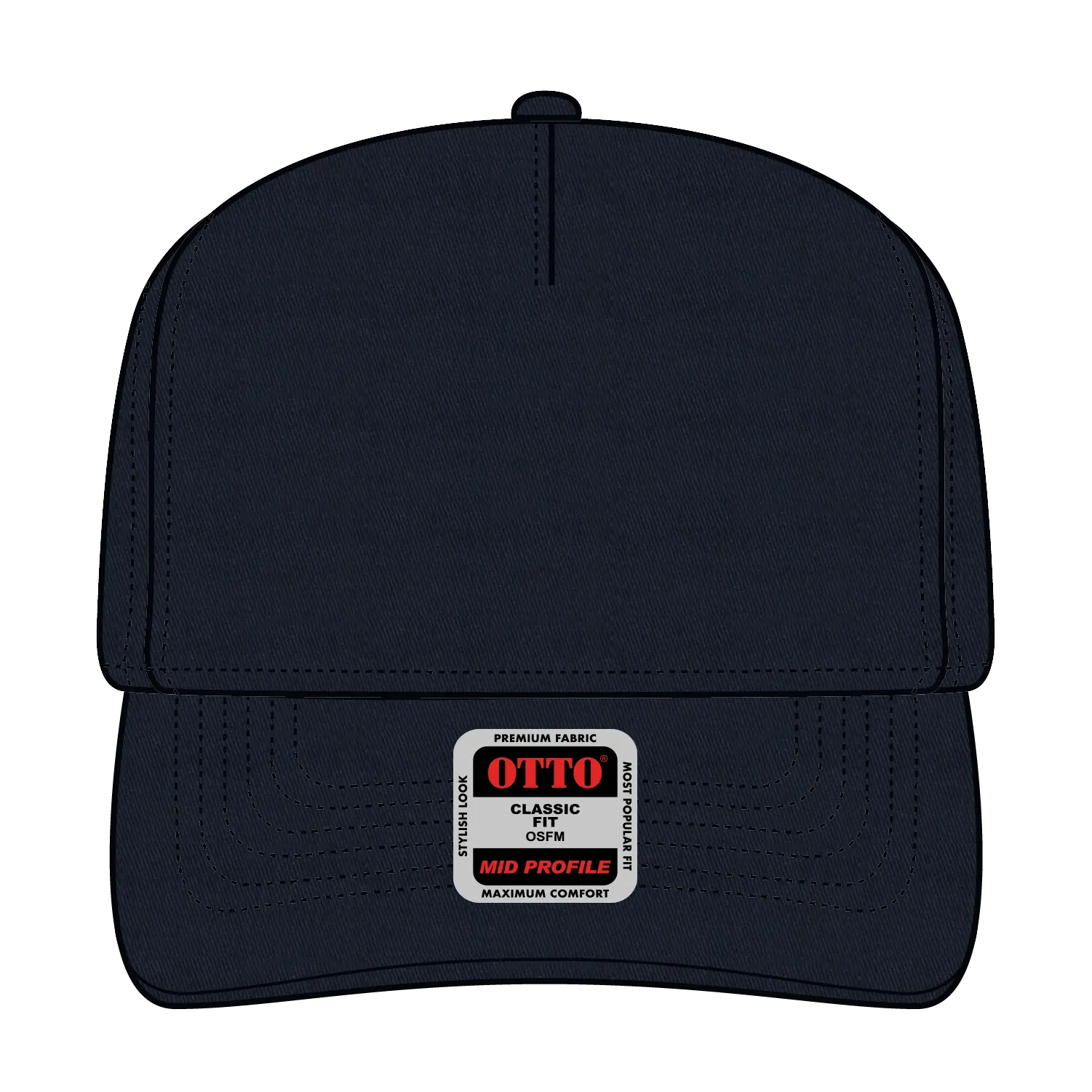 OTTO 31-538 5 Panel Mid Profile Baseball Cap - Navy - Navy / 6 1/2’’ - 7 5/8’’
