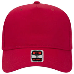 OTTO 31-538 5 Panel Mid Profile Baseball Cap - Red - Red / 6 1/2’’ - 7 5/8’’