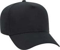 OTTO 31-538 Cotton Twill 5 Panel Pro Style Cap with Fabric Adjustable Hook - Black - Black / One Size Fits Most