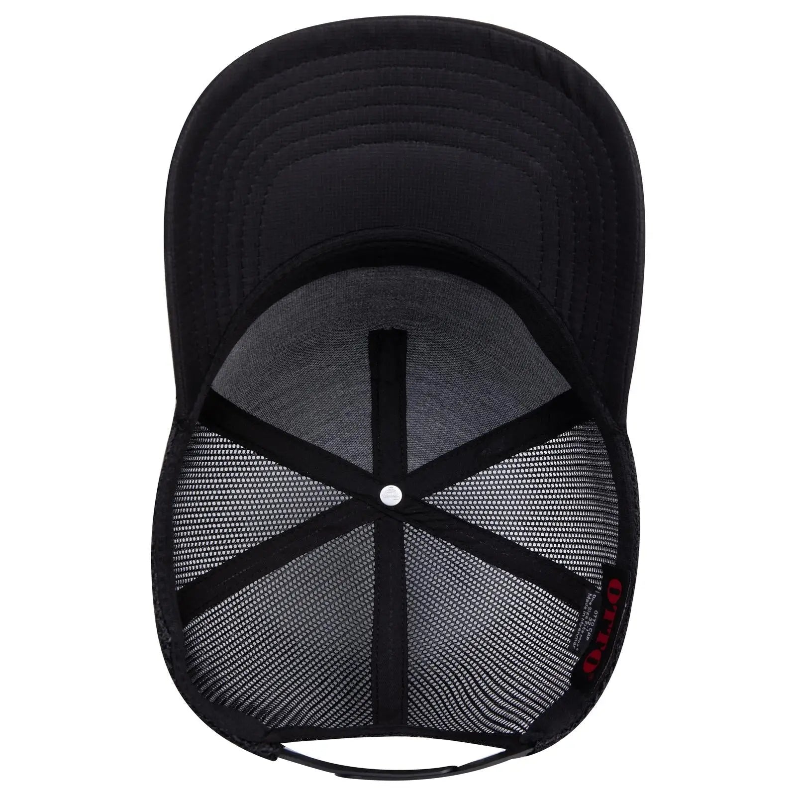 OTTO 32-1 5 Panel Mid Profile Mesh Back Trucker Cap - Black - Black / 7 3/8’’ - 7 5/8’’