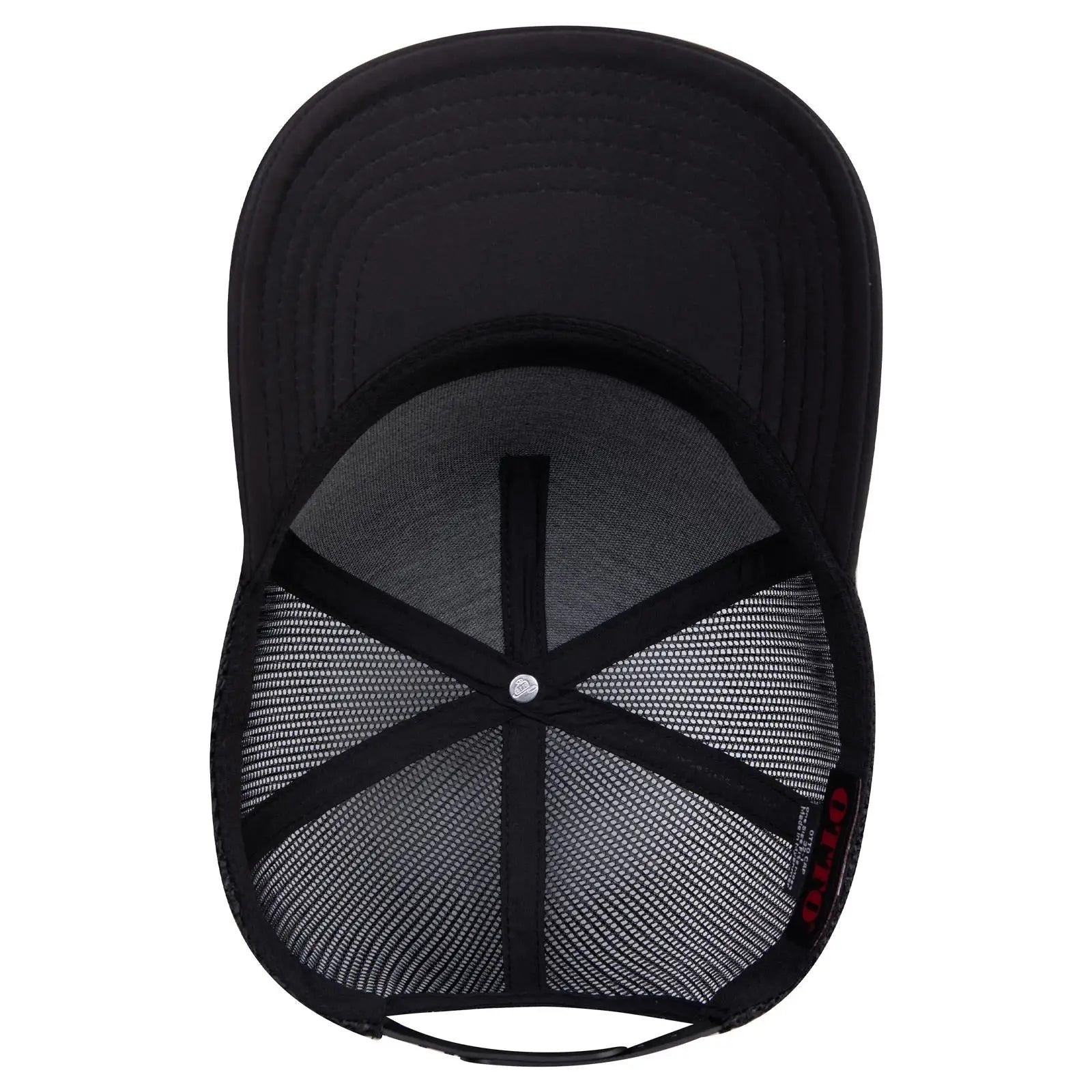 OTTO 32-1 5 Panel Mid Profile Mesh Back Trucker Cap - Black - Black / 7 3/8’’ - 7 5/8’’